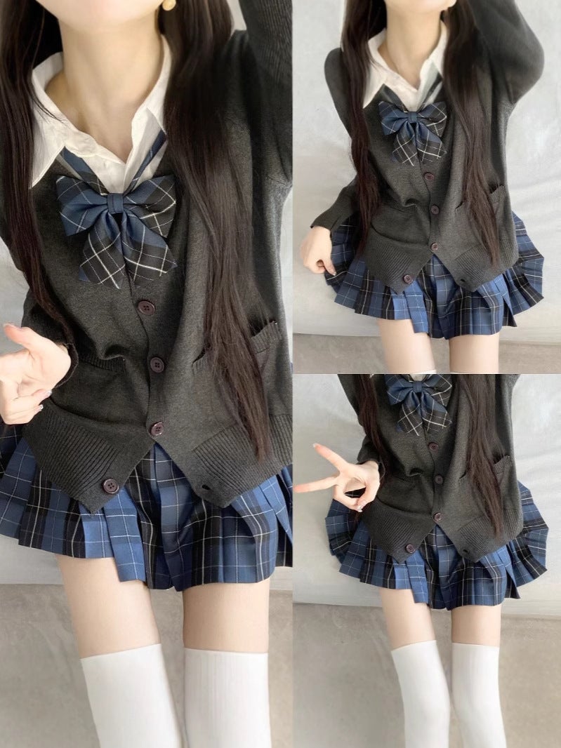 Best-Selling Preppy Jk Uniform Basic Outerwear Sweater Cardigan Jacket Student Commuting Layered Long-Sleeve Knitwear For - Image 3